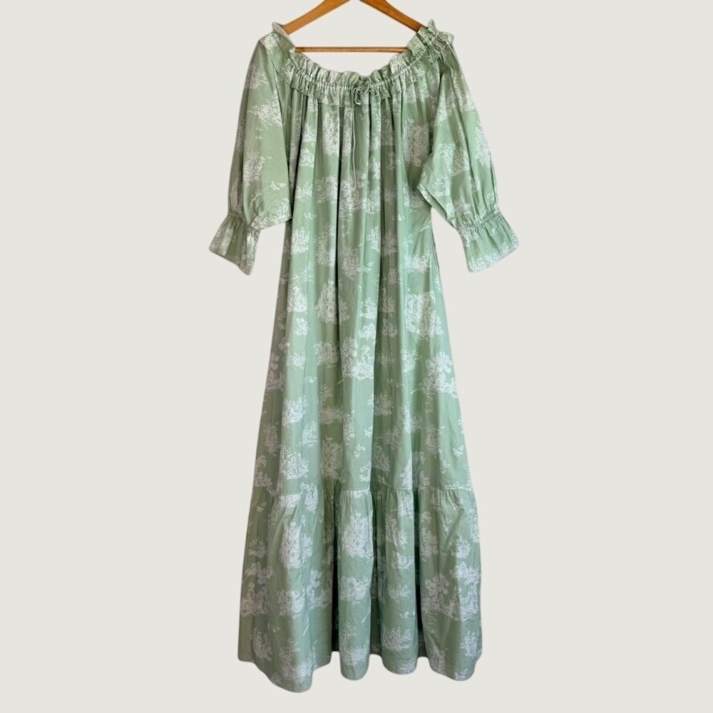 Lillou Pemberley Maxi Dress Size M/L Cottagecore Toile Print Ethereal Coquette